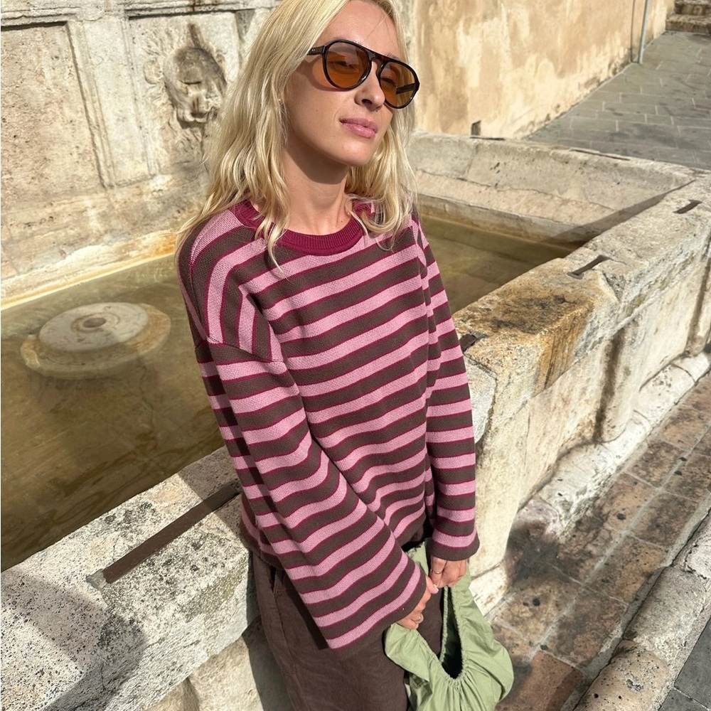 Happy Mess Berry Striped Sweater NWT organic cotton